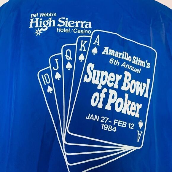 Vintage VTG High Sierra Casino Poker Blue Windbreaker Jacket Large - Picture 3 of 9